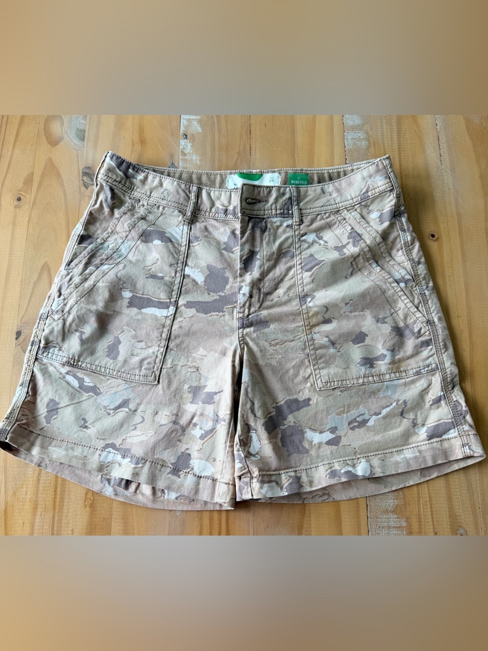 Anthropologie The Wanderer Camo Utility Shorts Brown Tan Camouflage Cargo 29